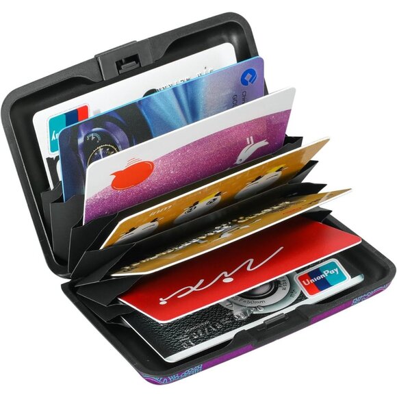 Wallet Credit Cards Holder Purple flower - Picture 5 of 7